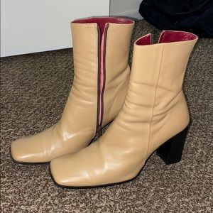 Charles David Square Toe Leather Ankle Boot